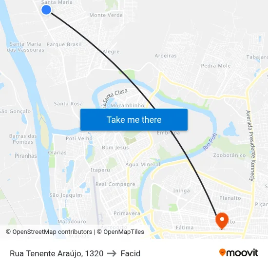 Rua Tenente Araújo, 1320 to Facid map