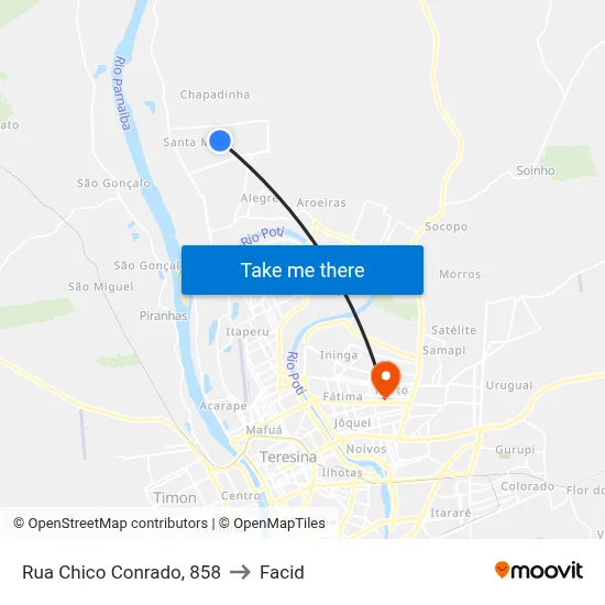 Rua Chico Conrado, 858 to Facid map