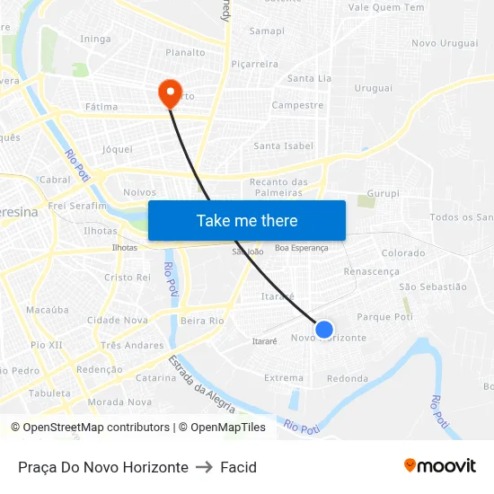 Praça Do Novo Horizonte to Facid map