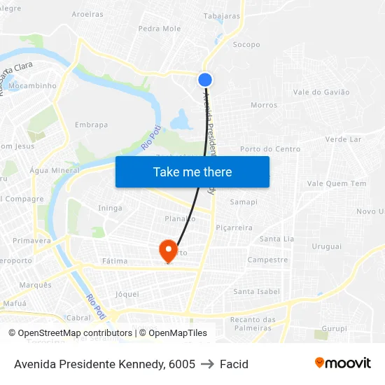 Avenida Presidente Kennedy, 6005 to Facid map