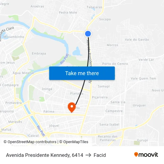 Avenida Presidente Kennedy, 6414 to Facid map