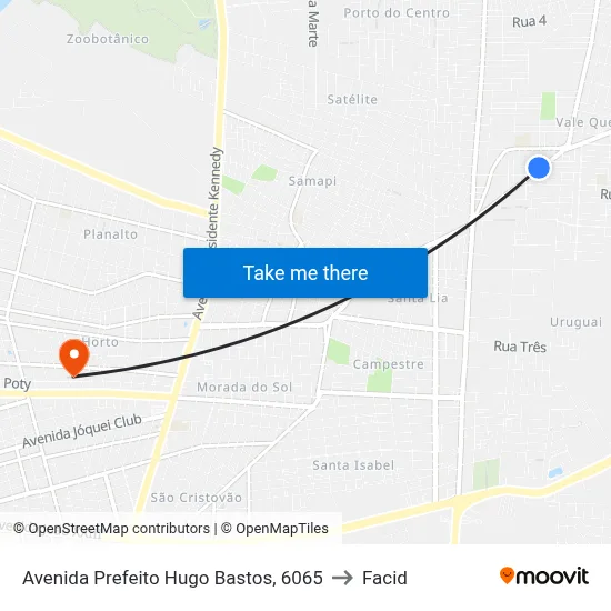 Avenida Prefeito Hugo Bastos, 6065 to Facid map