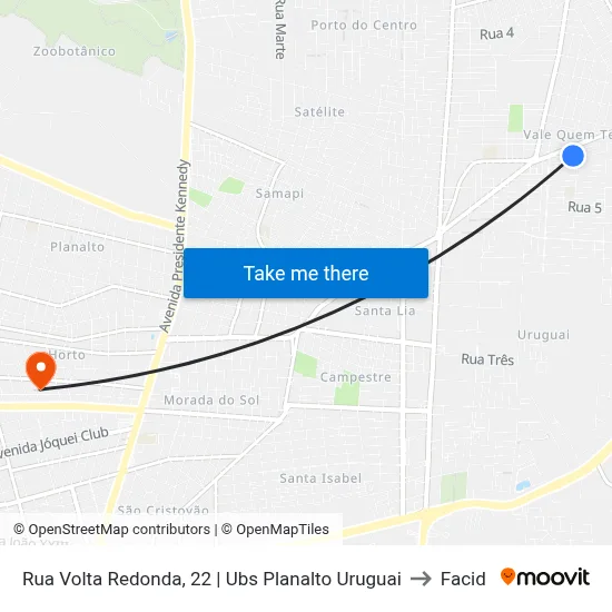 Rua Volta Redonda, 22 | Ubs Planalto Uruguai to Facid map