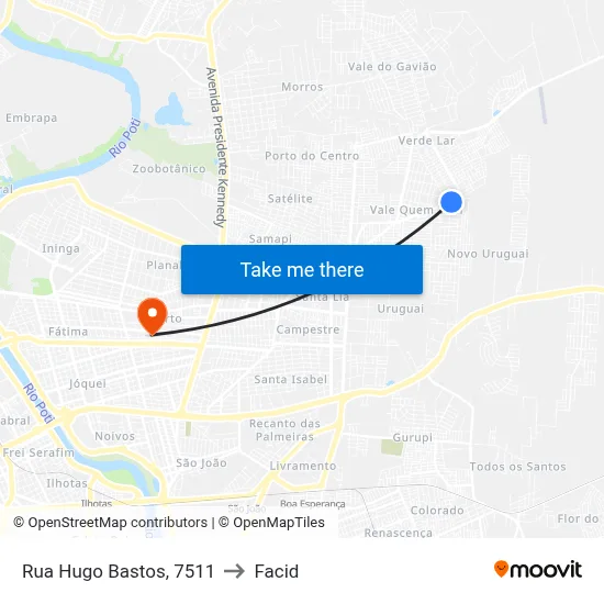 Rua Hugo Bastos, 7511 to Facid map