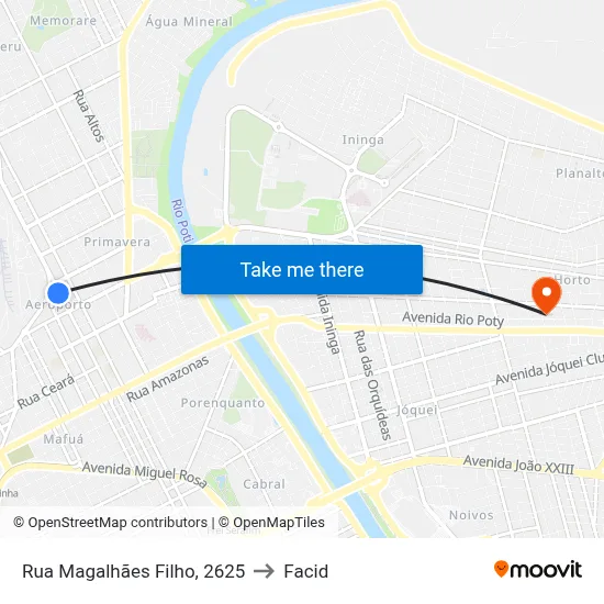 Rua Magalhães Filho, 2625 to Facid map