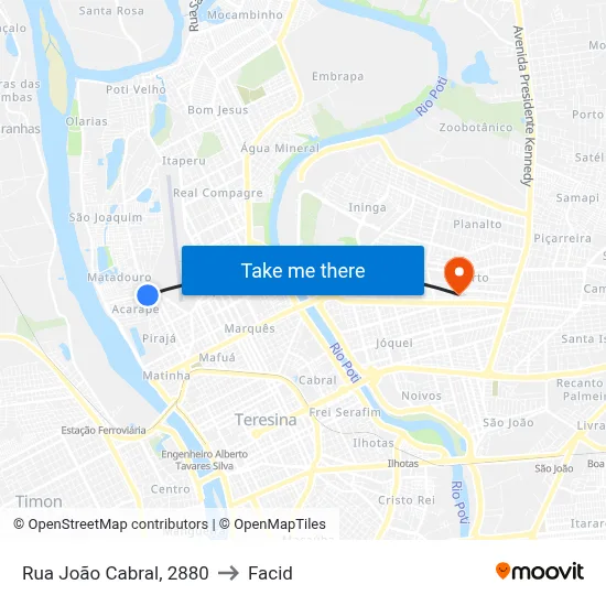 Rua João Cabral, 2880 to Facid map