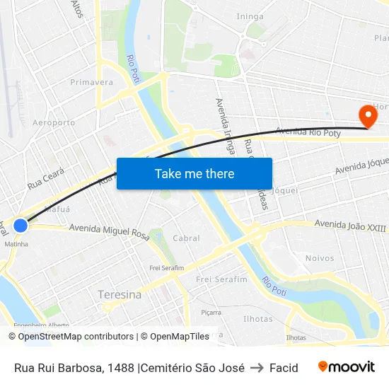Rua Rui Barbosa, 1488 |Cemitério São José to Facid map