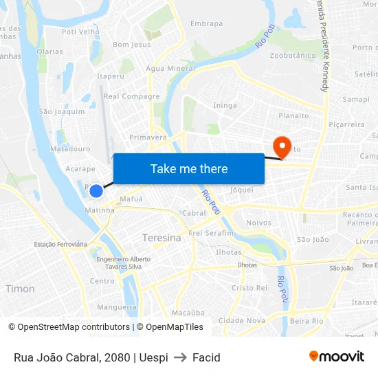 Rua João Cabral, 2080 | Uespi to Facid map