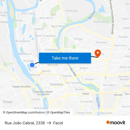 Rua João Cabral, 2338 to Facid map