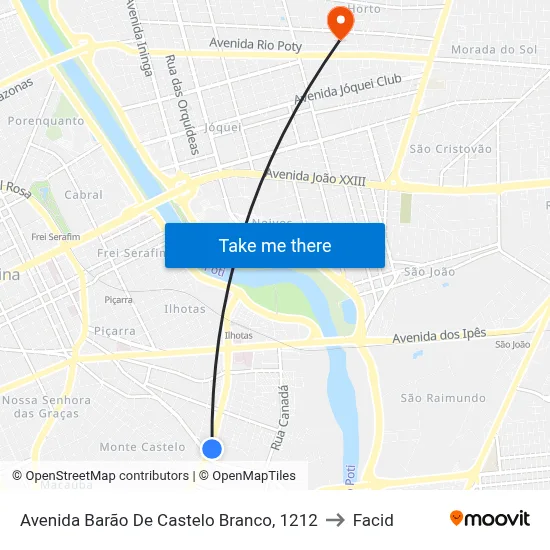 Avenida Barão De Castelo Branco, 1212 to Facid map