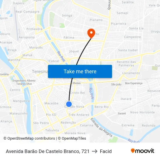 Avenida Barão De Castelo Branco, 721 to Facid map