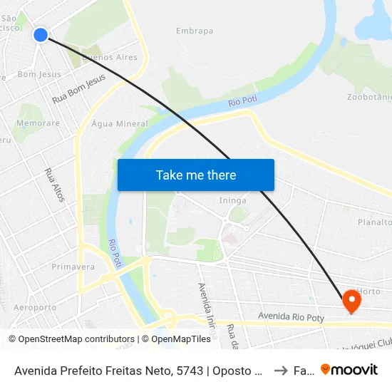 Avenida Prefeito Freitas Neto, 5743 | Oposto Churrascaria Casa7 to Facid map
