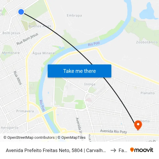 Avenida Prefeito Freitas Neto, 5804 | Carvalho Supermercado to Facid map