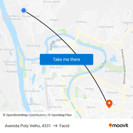 Avenida Poty Velho, 4331 to Facid map
