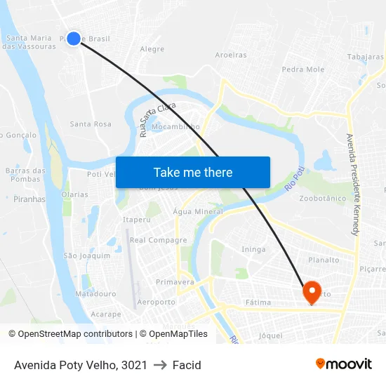Avenida Poty Velho, 3021 to Facid map
