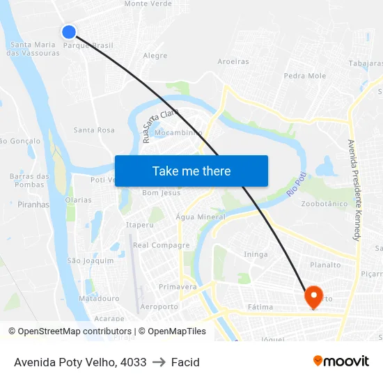 Avenida Poty Velho, 4033 to Facid map