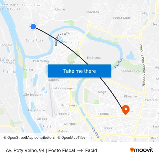 Av. Poty Velho, 94 | Posto Fiscal to Facid map