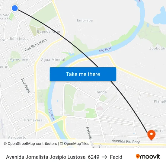 Avenida Jornalista Josípio Lustosa, 6249 to Facid map