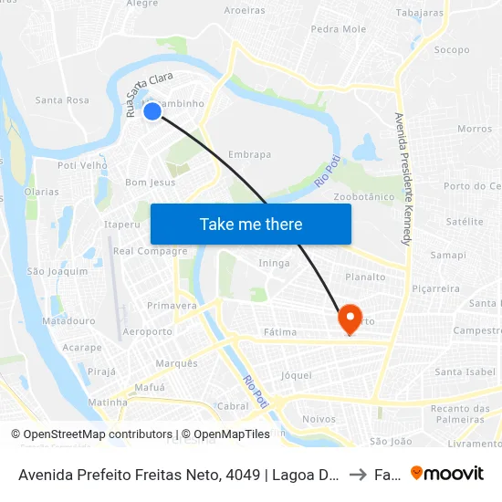 Avenida Prefeito Freitas Neto, 4049 | Lagoa Do Mocambinho to Facid map