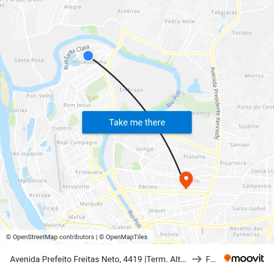 Avenida Prefeito Freitas Neto, 4419 |Term. Alternativo Mocambinho to Facid map