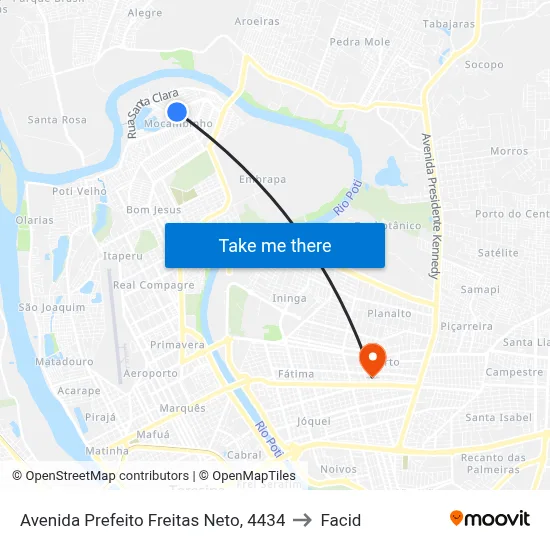 Avenida Prefeito Freitas Neto, 4434 to Facid map