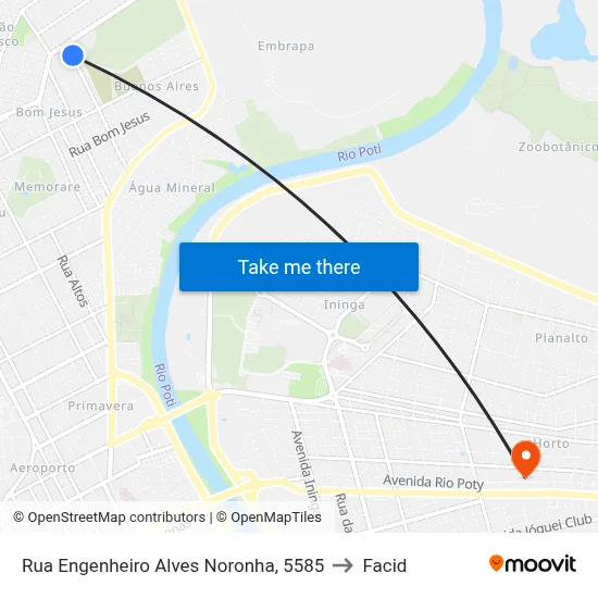 Rua Engenheiro Alves Noronha, 5585 to Facid map