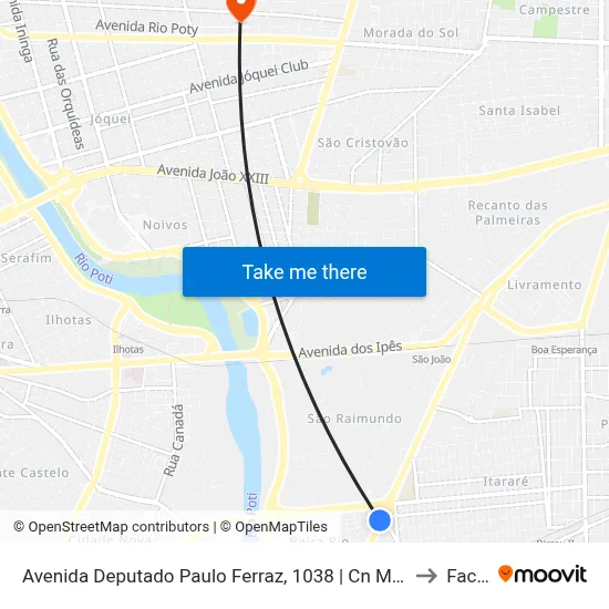 Avenida Deputado Paulo Ferraz, 1038 | Cn Motos to Facid map
