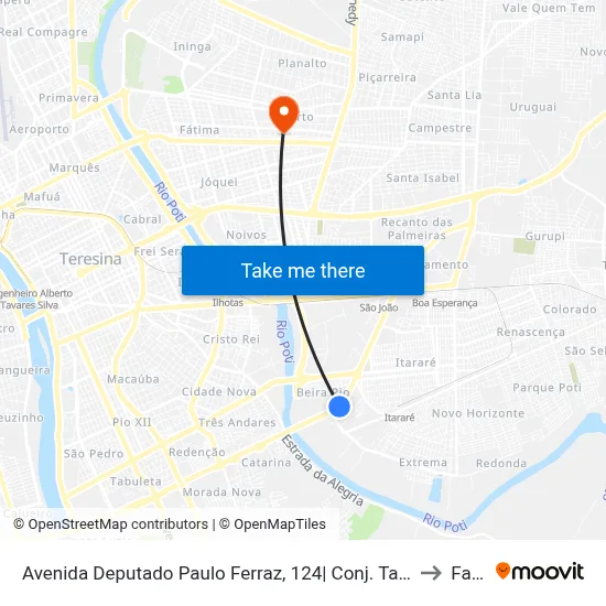 Avenida Deputado Paulo Ferraz, 124| Conj. Tancredo Neves to Facid map