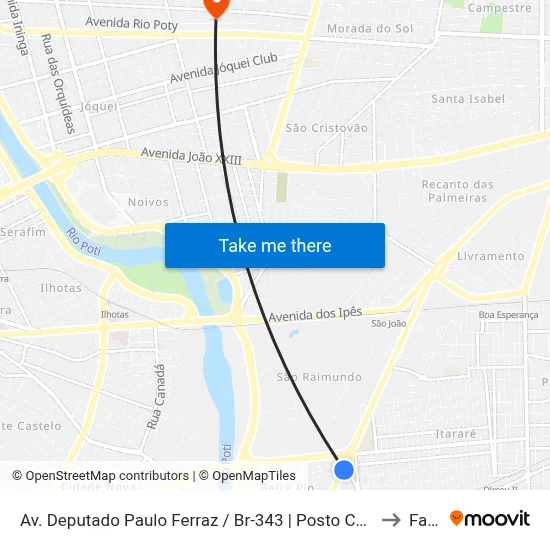 Av. Deputado Paulo Ferraz / Br-343 | Posto Chris - Ipiranga to Facid map