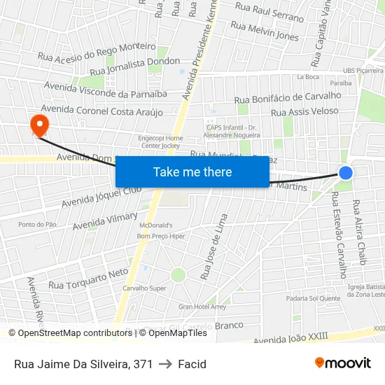 Rua Jaime Da Silveira, 371 to Facid map