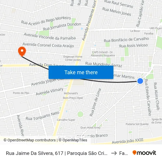 Rua Jaime Da Silvera, 617 | Paroquia São Cristóvão to Facid map
