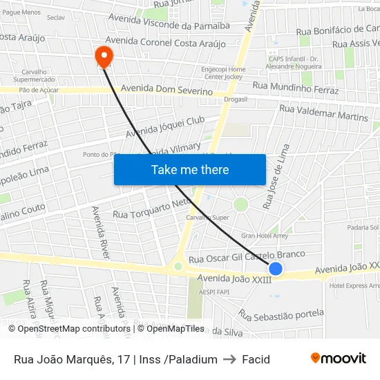 Rua João Marquês, 17 |  Inss /Paladium to Facid map