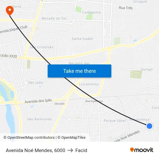 Avenida Noé Mendes, 6000 to Facid map
