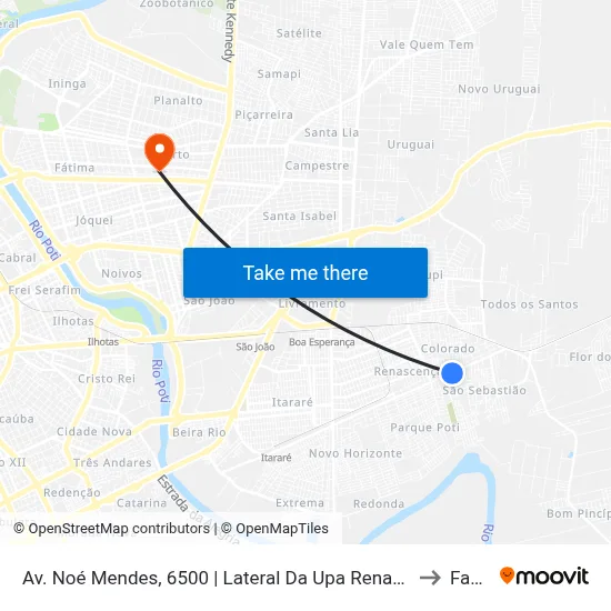 Av. Noé Mendes, 6500 | Lateral Da Upa Renascença to Facid map