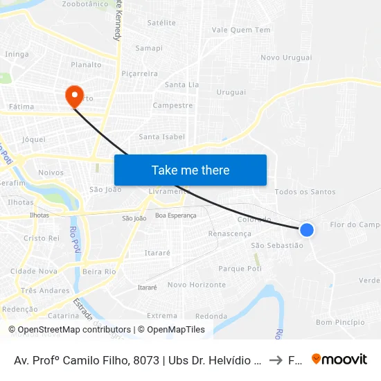 Av. Profº Camilo Filho, 8073 | Ubs Dr. Helvídio Ferraz (Ubs Todos Os Santos) to Facid map