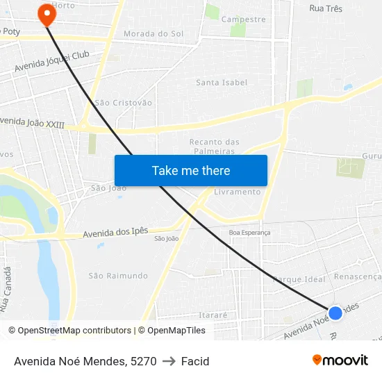 Avenida Noé Mendes, 5270 to Facid map