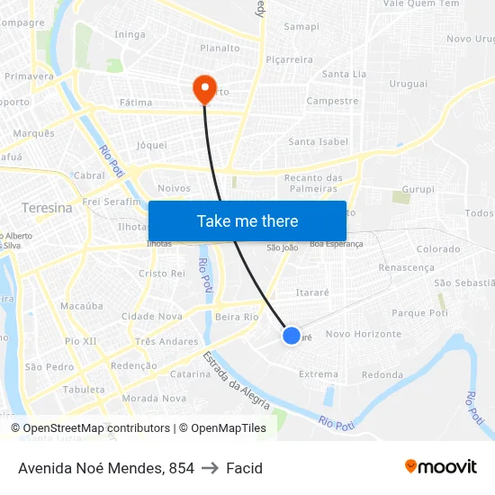 Avenida Noé Mendes, 854 to Facid map