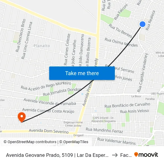 Avenida Geovane Prado, 5109 | Lar Da Esperança to Facid map