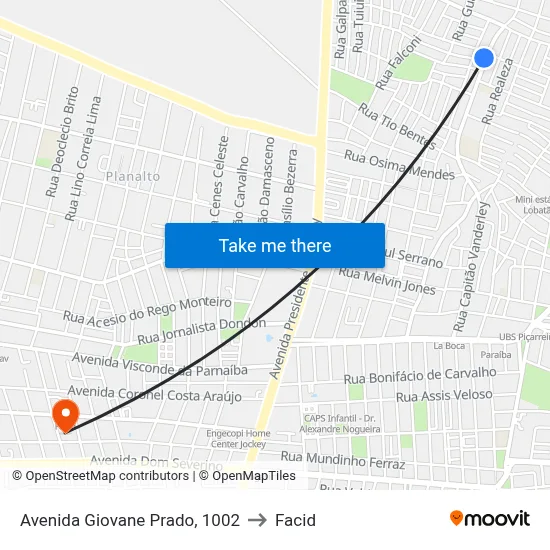 Avenida Giovane Prado, 1002 to Facid map