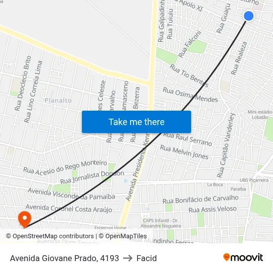 Avenida Giovane Prado, 4193 to Facid map