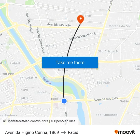 Avenida Higino Cunha, 1869 to Facid map