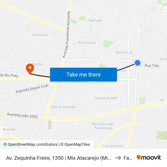 Av. Zequinha Freire, 1350 | Mix Atacarejo (Mix Mateus) to Facid map