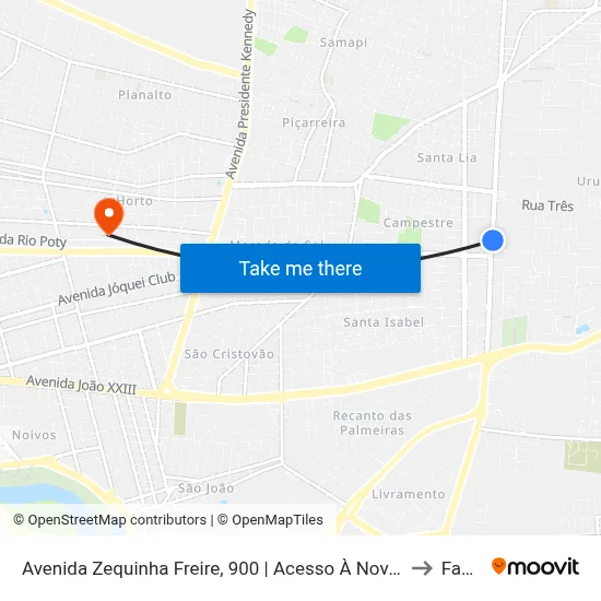 Avenida Zequinha Freire, 900 | Acesso À Novafapi to Facid map