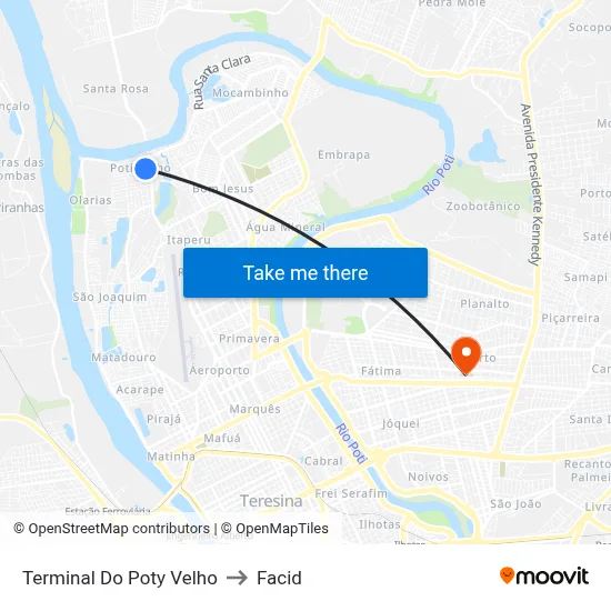 Terminal Do Poty Velho to Facid map