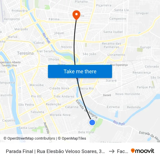 Parada Final | Rua Elesbão Veloso Soares, 3947 to Facid map