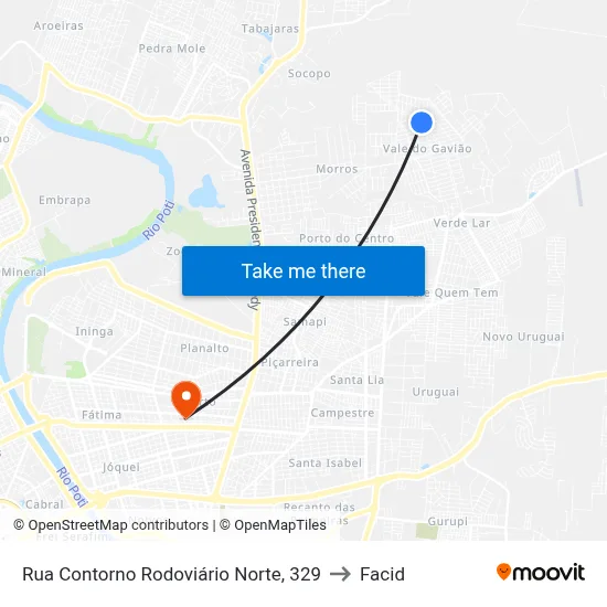 Rua Contorno Rodoviário Norte, 329 to Facid map