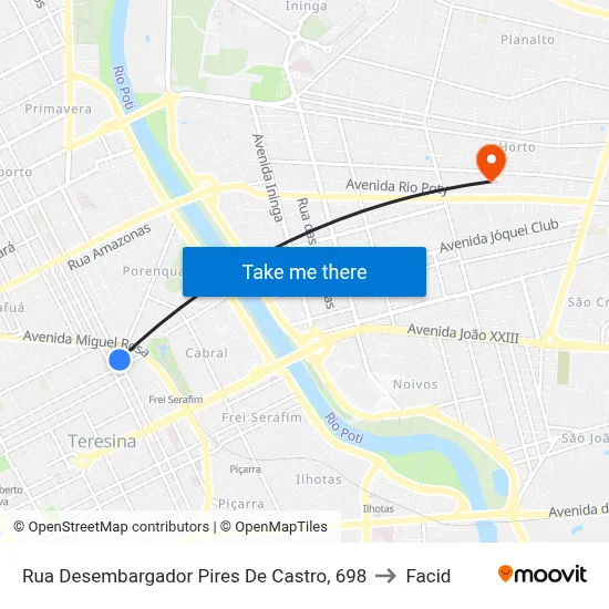 Rua Desembargador Pires De Castro, 698 to Facid map