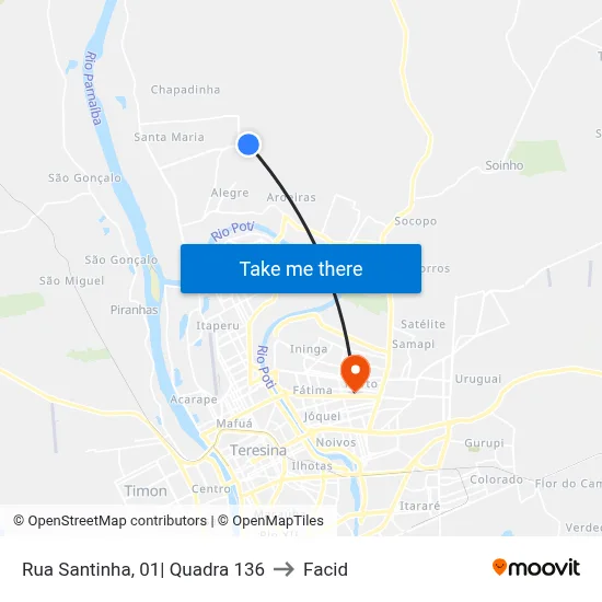 Rua Santinha, 01| Quadra 136 to Facid map