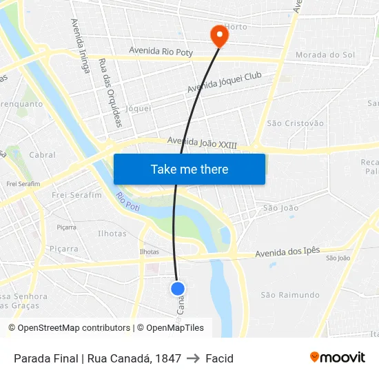 Parada Final | Rua Canadá, 1847 to Facid map