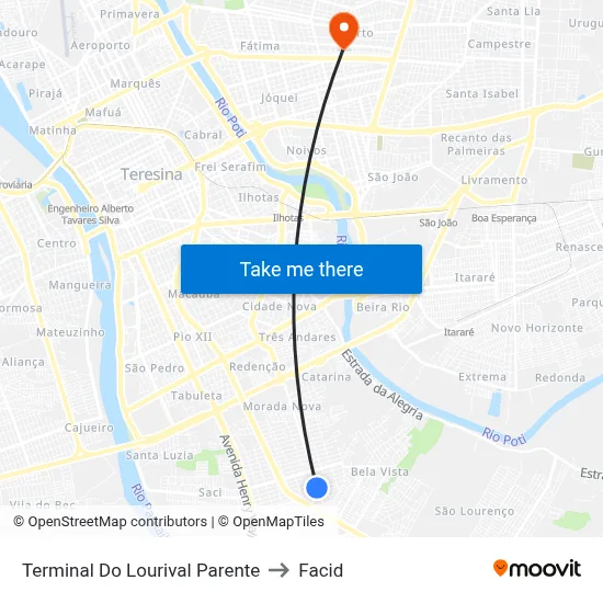 Terminal Do Lourival Parente to Facid map